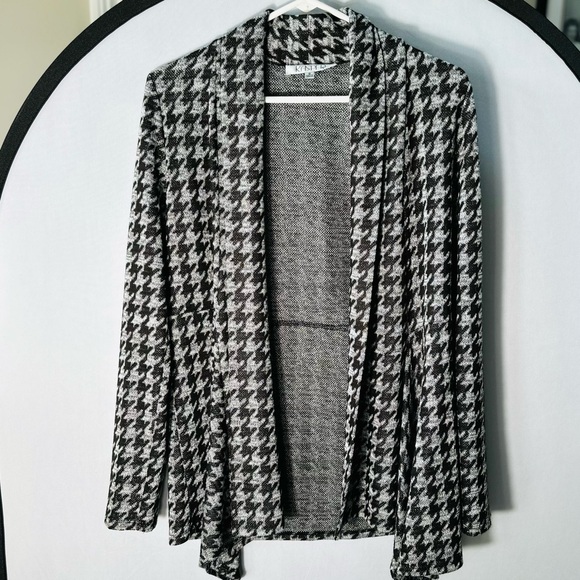 Kasper Black/Gray Houndstooth Long Cardigan- Size Small - Picture 7 of 10